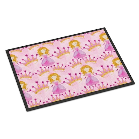 Carolines Treasures Watercolor Princess and Crown Indoor or Outdoor Mat, 18 x 27 in. BB7551MAT